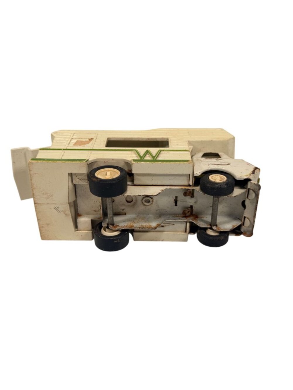 Vintage White Plastic Winnebago Toy Camper With Green Trim & Opening Rear Door - Picture 7 of 7